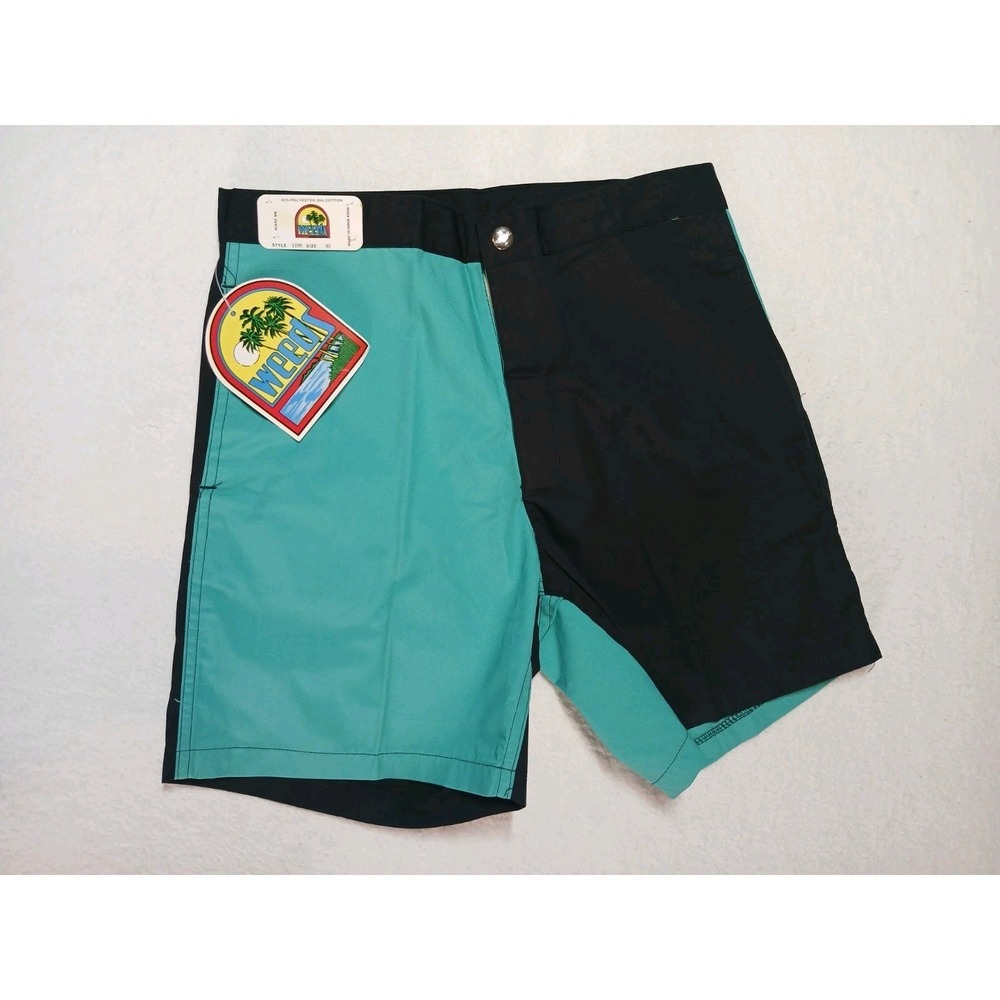 VTG Weeds Board Shorts Mens 30 Multicolor Black‎ Turq Surfing Hong Kong 80s NWT